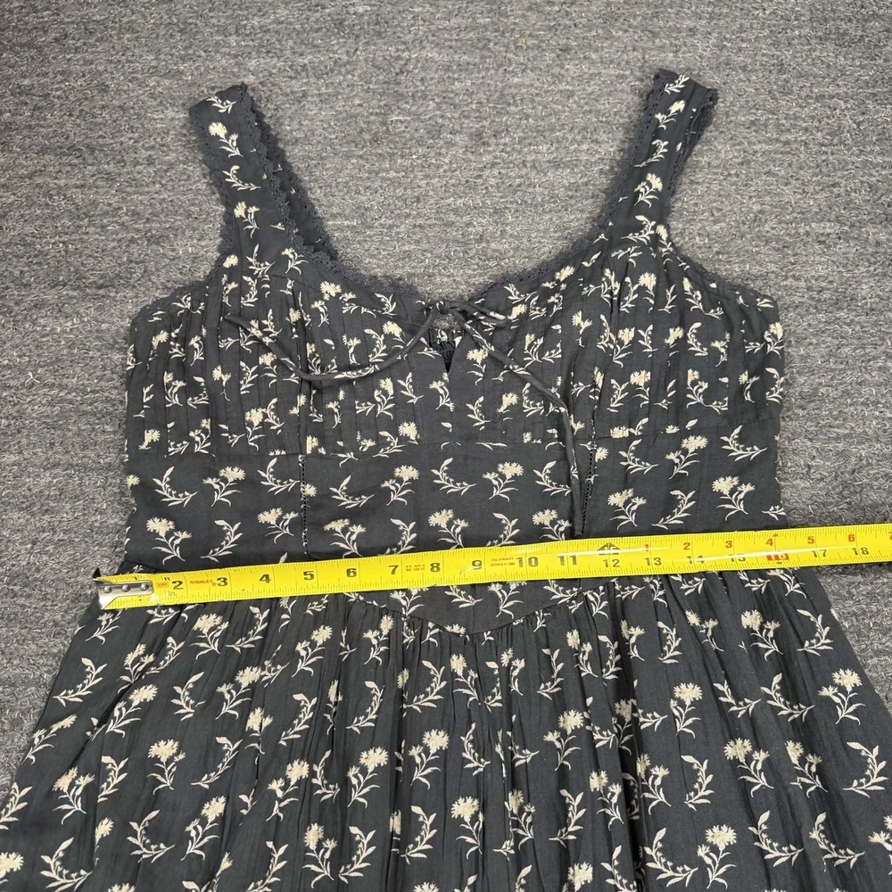 American Eagle Corset Tiered Midi Dress Women Large Gray Floral Milkmaid Cottage - Picture 8 of 13